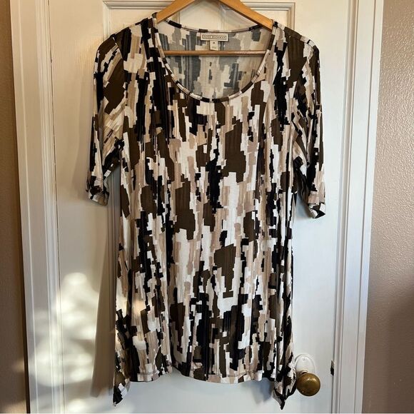 Dana Buchman Brown Tunic with Scoop Neck 3/4 Sleeves - Picture 1 of 5